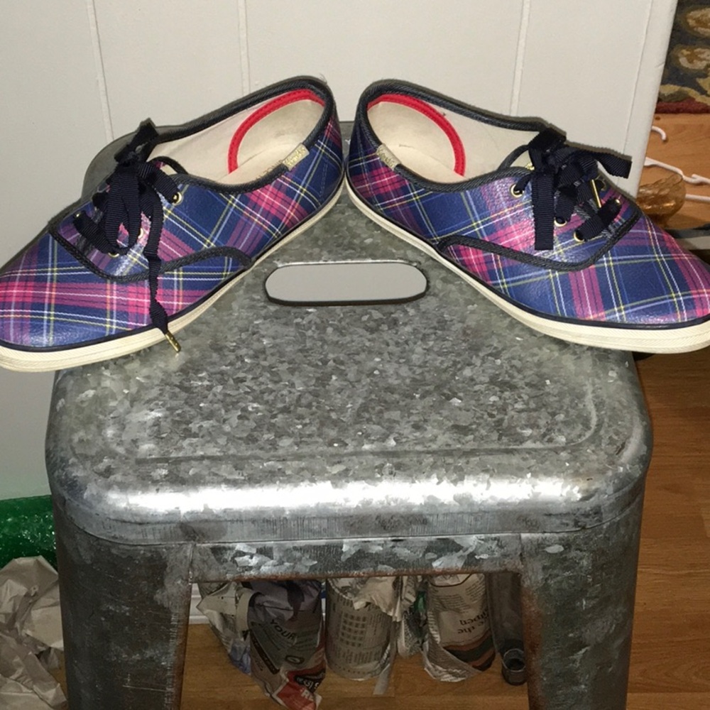 Keds Plaid Sneakers in Navy, Pink, and White - Picture 4 of 7